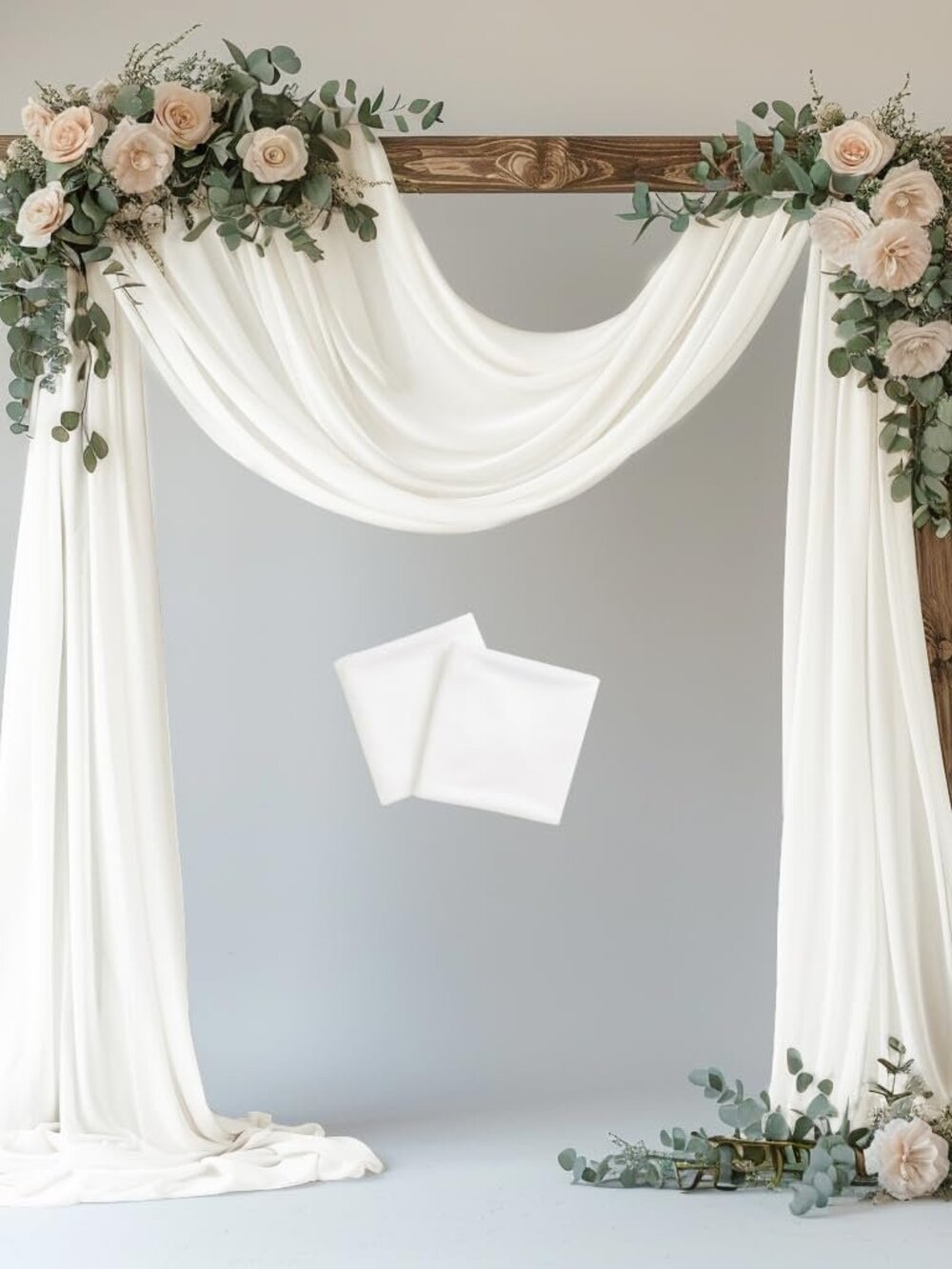 Wedding Arch Draping Fabric 2 Panels Ivory Sheer Backdrop Drapes